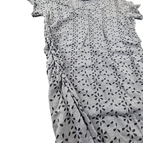 Simply Vera Wang Shirt Gray Floral Burnout Print Ruched T-Shirt Size XS JH1818 - Picture 8 of 9